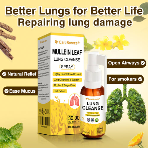💖✅Official Store:CareBreeze® Botanical Mullein Leaf Extract Lung Cleanse Spray（💛Directly acts on COPD, asthma, chronic bronchitis (CB), respiratory infections, lung cancer, sinusitis, and other conditions💛）