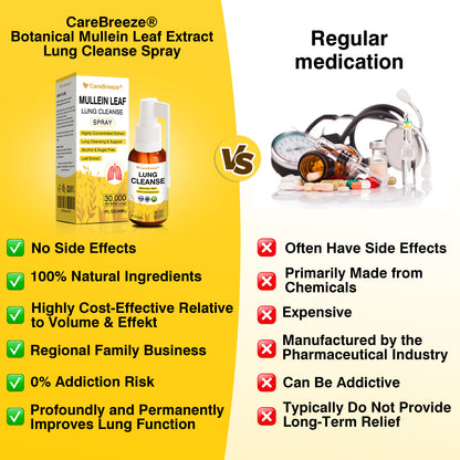 💖✅Official Store:CareBreeze® Botanical Mullein Leaf Extract Lung Cleanse Spray（💛Directly acts on COPD, asthma, chronic bronchitis (CB), respiratory infections, lung cancer, sinusitis, and other conditions💛）