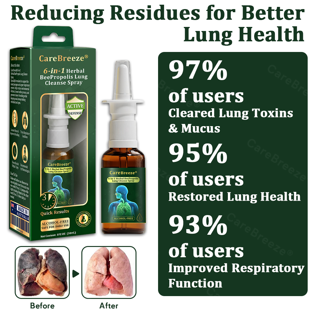 ✅✅🇦🇺 Official Store:CareBreeze® 6-in-1 Herbal BeePropolis Lung Cleanse Spray🐝(⚡Fast Relief 🫁Long-Lasting Benefits)