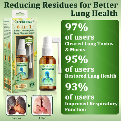 🌱🫁🇦🇺 Official Store:CareBreeze® 6-in-1 Herbal BeePropolis Lung Cleanse Spray(🫁Cough, Pharyngitis, shortness of breath, sputum, stuffy nose, bronchitis, bronchitis, allergy symptoms, lung discomfort💝)