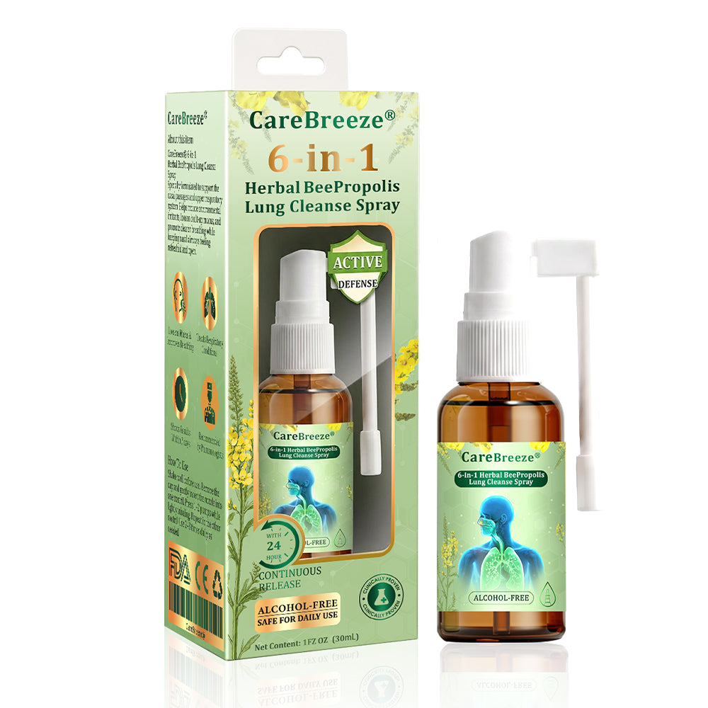 🌱🫁🇦🇺 Official Store:CareBreeze® 6-in-1 Herbal BeePropolis Lung Cleanse Spray(🫁Cough, Pharyngitis, shortness of breath, sputum, stuffy nose, bronchitis, bronchitis, allergy symptoms, lung discomfort💝)