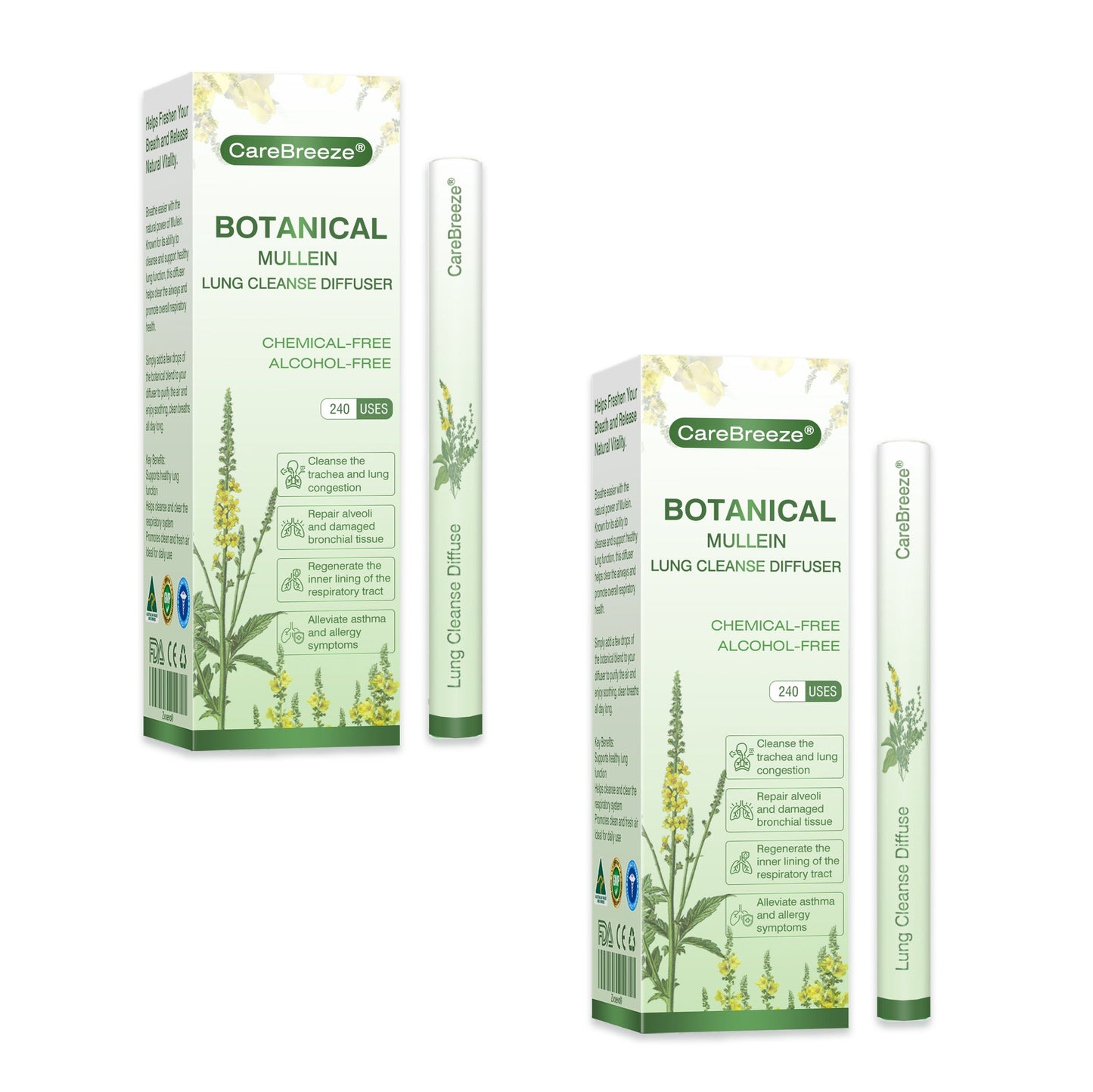 🇦🇺👨‍⚕️✅CareBreeze® Botanical Mullein Lung Cleanse Diffuser(🫁Cough, Pharyngitis, shortness of breath, sputum, stuffy nose, bronchitis, bronchitis, allergy symptoms, lung discomfort💝)