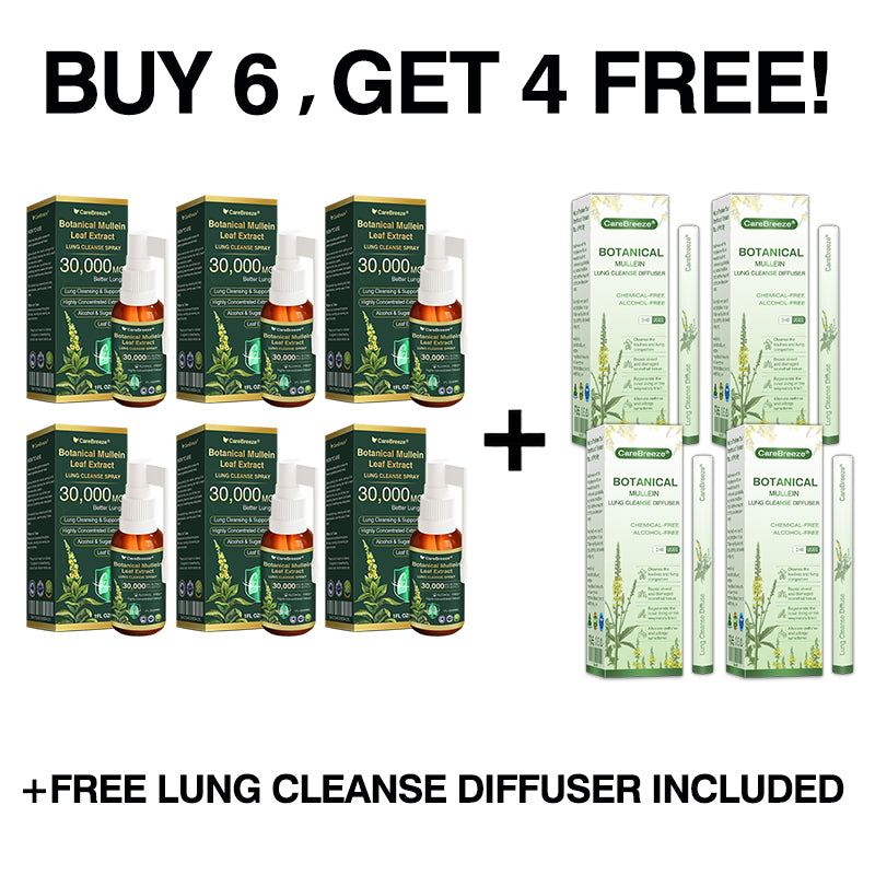 ⚡🦘✅Official Store:CareBreeze® Botanical Mullein Leaf Extract Lung Cleanse Spray（👨‍⚕️Directly acts on COPD, asthma, chronic bronchitis (CB), respiratory infections, lung cancer, sinusitis, and other conditions）