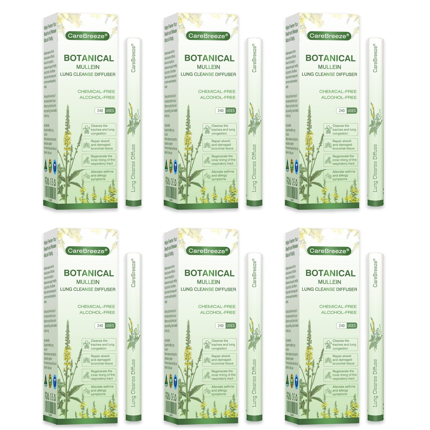 🐻‍❄️✅AU Owned and Operated：CareBreeze® Botanical Mullein Lung Cleanse Diffuser(🫁Cough, Pharyngitis, shortness of breath, sputum, stuffy nose, bronchitis, bronchitis, allergy symptoms, lung discomfort💝)