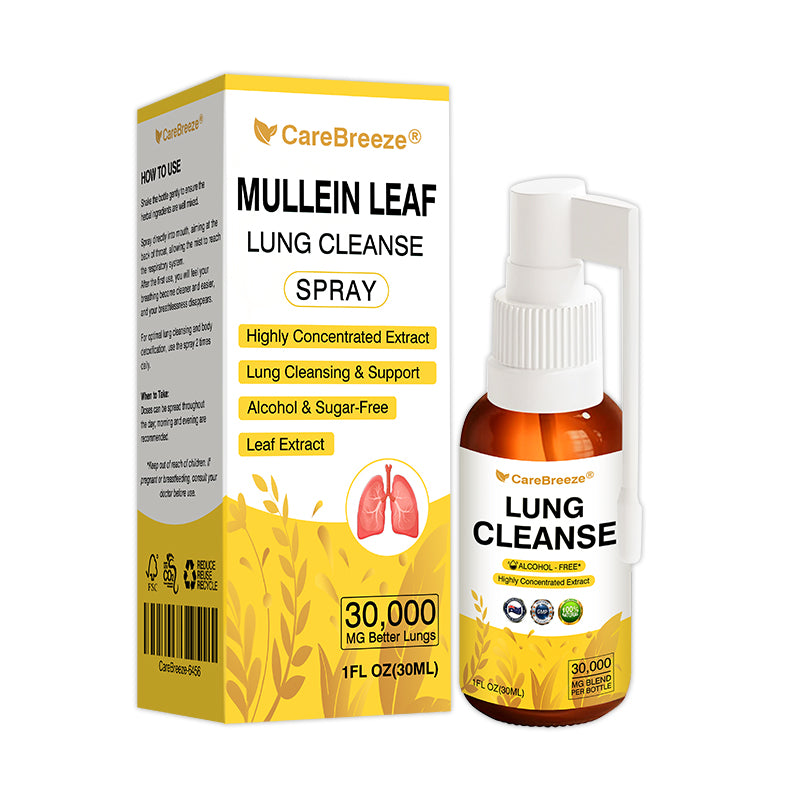 💖✅Official Store:CareBreeze® Botanical Mullein Leaf Extract Lung Cleanse Spray（💛Directly acts on COPD, asthma, chronic bronchitis (CB), respiratory infections, lung cancer, sinusitis, and other conditions💛）