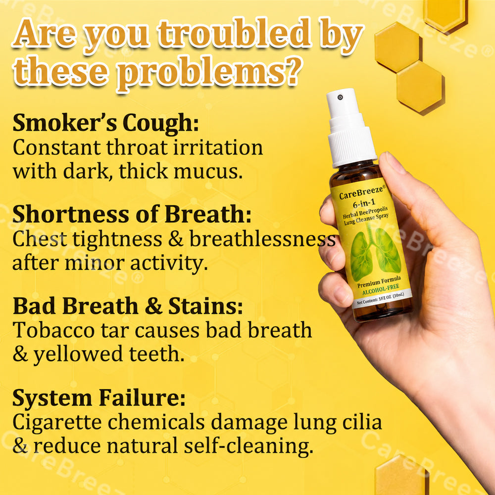 UP|🐝 Official Store:CareBreeze® 6-in-1 Herbal BeePropolis Lung Cleanse Spray