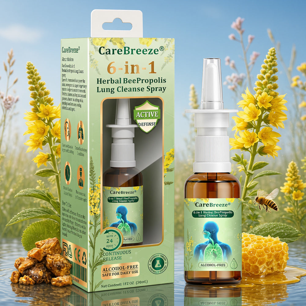 🌱🌱🇦🇺 Official Store:CareBreeze® 6-in-1 Herbal BeePropolis Lung Cleanse Spray🐝(⚡Fast Relief 🫁Long-Lasting Benefits)