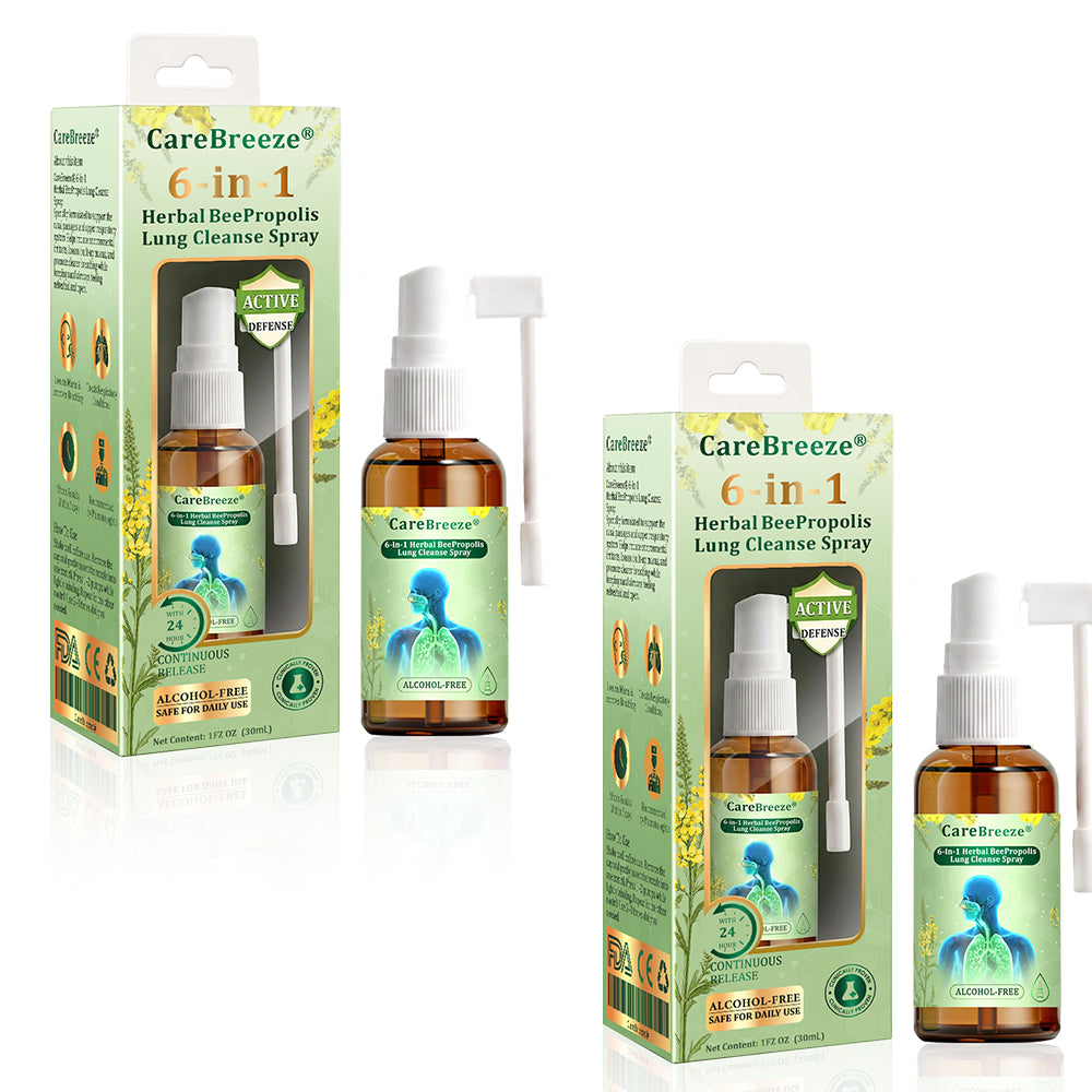 🌱🫁🇦🇺 Official Store:CareBreeze® 6-in-1 Herbal BeePropolis Lung Cleanse Spray(🫁Cough, Pharyngitis, shortness of breath, sputum, stuffy nose, bronchitis, bronchitis, allergy symptoms, lung discomfort💝)