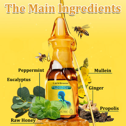 💛🐝✅AU Official Store:CareBreeze® 6-in-1 Herbal BeePropolis Lung Cleanse Spray（👨‍⚕️Directly acts on COPD, asthma, chronic bronchitis (CB), respiratory infections, lung cancer, sinusitis, and other conditions）