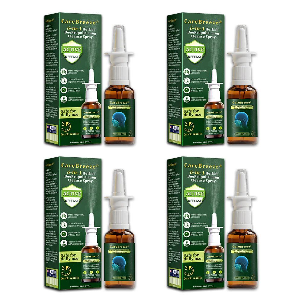 💖🐝✅AU Official Store:CareBreeze® 6-in-1 Herbal BeePropolis Lung Cleanse Spray（👨‍⚕️Directly acts on COPD, asthma, chronic bronchitis (CB), respiratory infections, lung cancer, sinusitis, and other conditions）