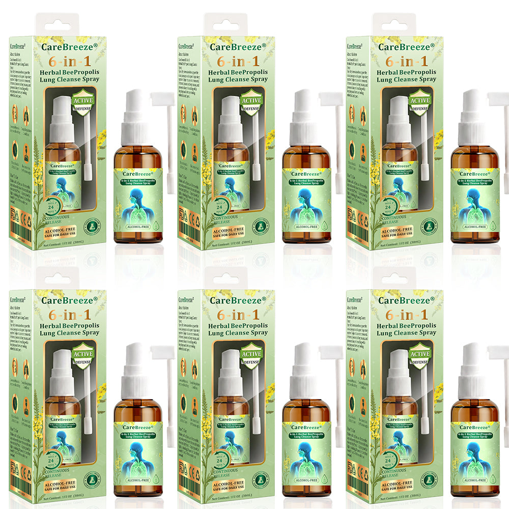 🌱🫁🇦🇺 Official Store:CareBreeze® 6-in-1 Herbal BeePropolis Lung Cleanse Spray(🫁Cough, Pharyngitis, shortness of breath, sputum, stuffy nose, bronchitis, bronchitis, allergy symptoms, lung discomfort💝)