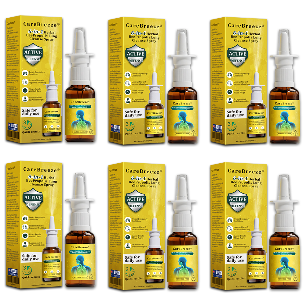 🐝✅AU Official Store:CareBreeze® 6-in-1 Herbal BeePropolis Lung Cleanse Spray（👨‍⚕️Directly acts on COPD, asthma, chronic bronchitis (CB), respiratory infections, lung cancer, sinusitis, and other conditions）