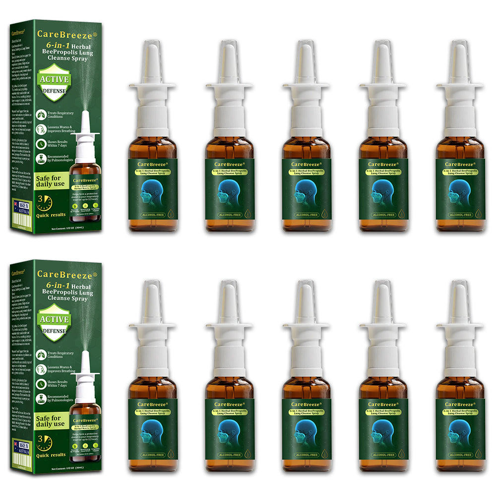 💖🐝✅AU Official Store:CareBreeze® 6-in-1 Herbal BeePropolis Lung Cleanse Spray（👨‍⚕️Directly acts on COPD, asthma, chronic bronchitis (CB), respiratory infections, lung cancer, sinusitis, and other conditions）