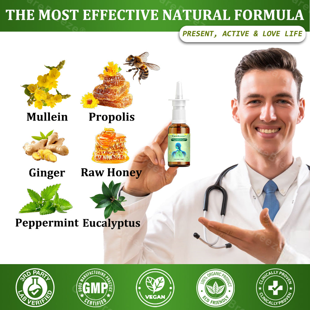 🌱🌱🇦🇺 Official Store:CareBreeze® 6-in-1 Herbal BeePropolis Lung Cleanse Spray🐝(⚡Fast Relief 🫁Long-Lasting Benefits)
