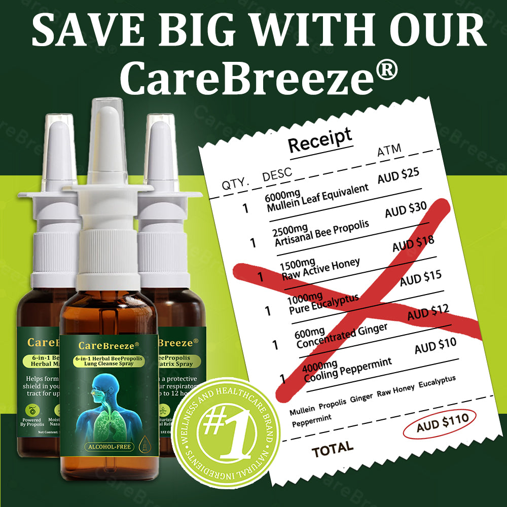 ✅✅🇦🇺 Official Store:CareBreeze® 6-in-1 Herbal BeePropolis Lung Cleanse Spray🐝(⚡Fast Relief 🫁Long-Lasting Benefits)