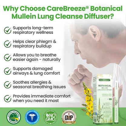 🇦🇺👨‍⚕️✅CareBreeze® Botanical Mullein Lung Cleanse Diffuser(🫁Cough, Pharyngitis, shortness of breath, sputum, stuffy nose, bronchitis, bronchitis, allergy symptoms, lung discomfort💝)