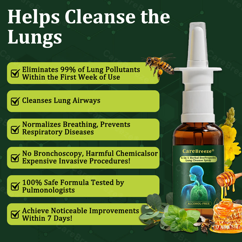 ✅✅🇦🇺 Official Store:CareBreeze® 6-in-1 Herbal BeePropolis Lung Cleanse Spray🐝(⚡Fast Relief 🫁Long-Lasting Benefits)