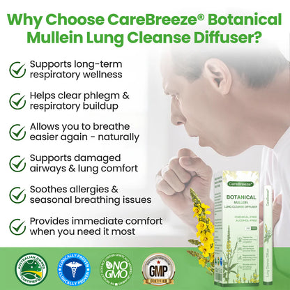 🐻‍❄️✅AU Owned and Operated：CareBreeze® Botanical Mullein Lung Cleanse Diffuser(🫁Cough, Pharyngitis, shortness of breath, sputum, stuffy nose, bronchitis, bronchitis, allergy symptoms, lung discomfort💝)