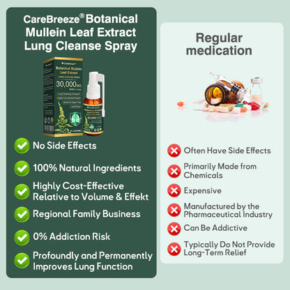💗✅AU Official Store:CareBreeze® Botanical Mullein Leaf Extract Lung Cleanse Spray（👨‍⚕️Directly acts on COPD, asthma, chronic bronchitis (CB), respiratory infections, lung cancer, sinusitis, and other conditions）
