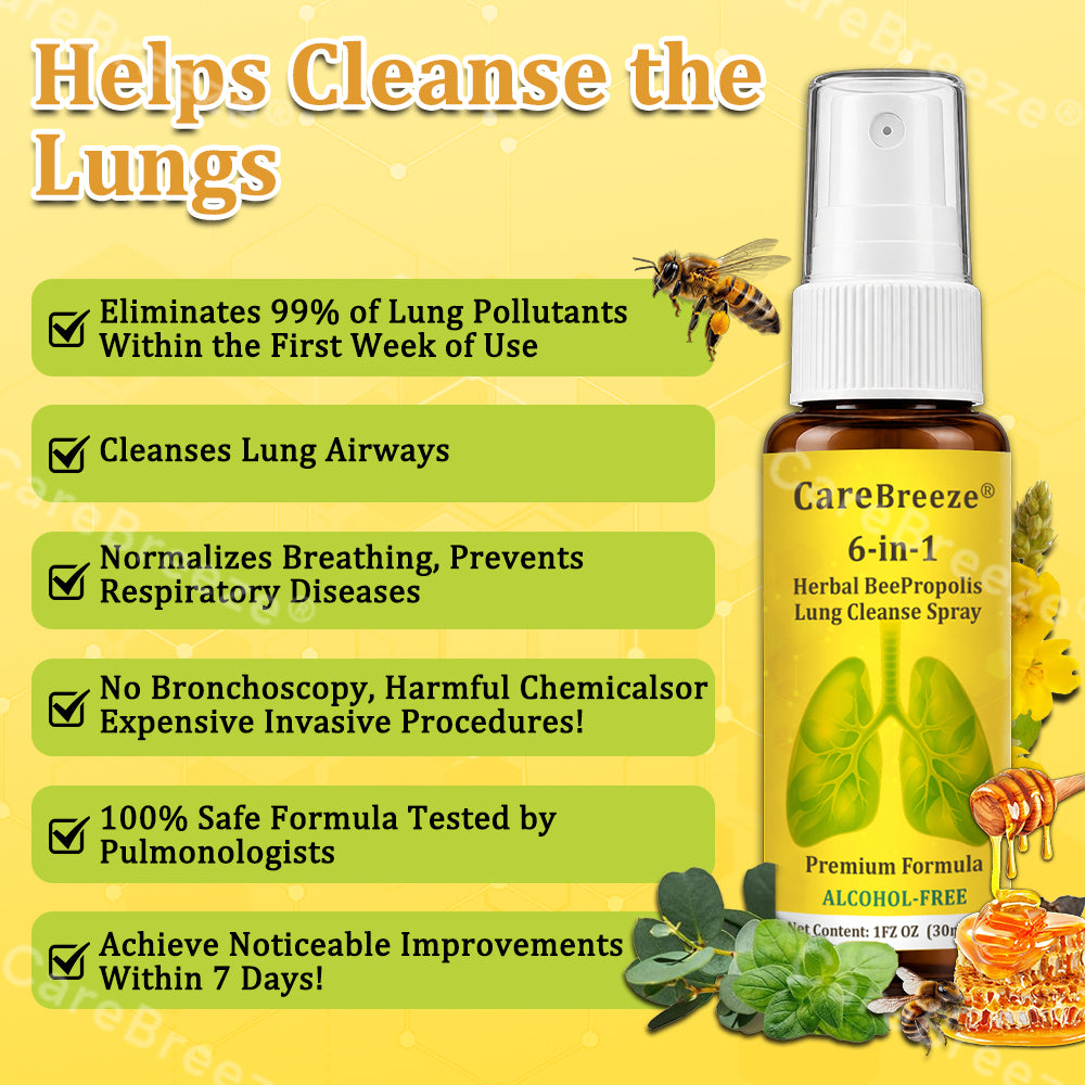 UP|🐝 Official Store:CareBreeze® 6-in-1 Herbal BeePropolis Lung Cleanse Spray