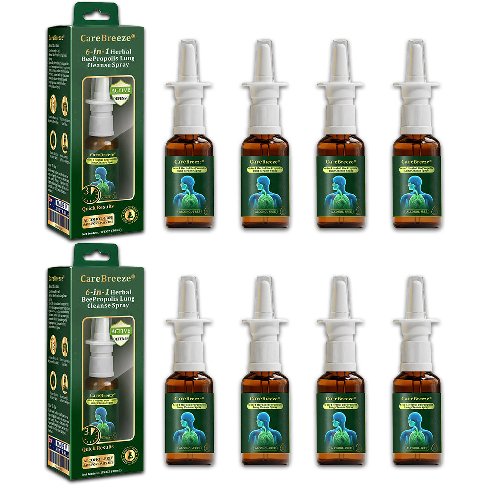 💚🇦🇺 CareBreeze® 6-in-1 Herbal BeePropolis Lung Cleanse Spray🐝(🫁Cough, Pharyngitis, shortness of breath, sputum, stuffy nose, bronchitis, bronchitis, allergy symptoms, lung discomfort💝)